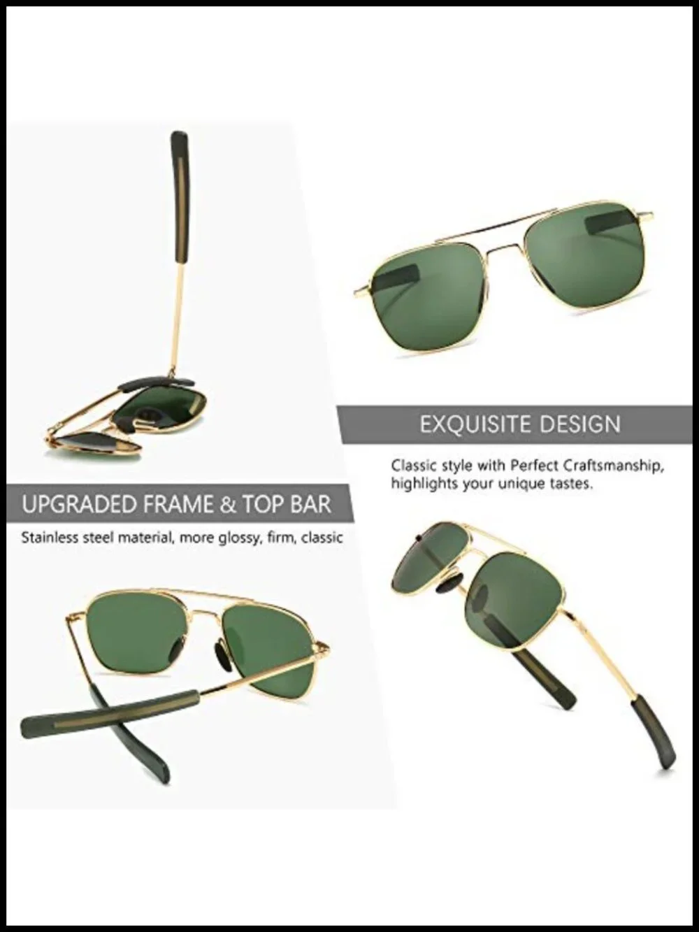 Men's Military Style Polarized Pilot Aviator Sunglasses Bayonet Temples